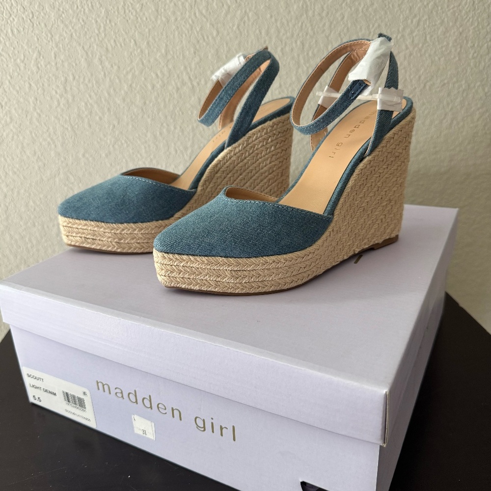 Madden Girl Teal Espadrille Platform Wedges